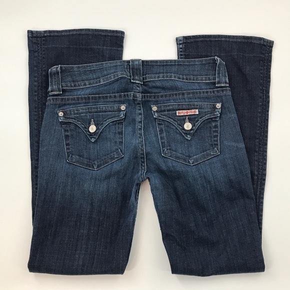 Hudson Petite Signature Boot Low Rise Flare Dark Wash Flap Pocket Denim Jeans - Picture 6 of 9